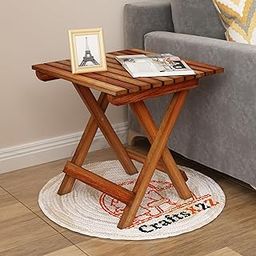 CraftsX2Z Handmade Wooden Outdoor Adirondack 15 Inch Natural Brown Square Foldable Coffee Table, Patio End Table for Poolside Garden, Living Room, Bedroom, Small Spaces-image-77