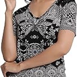 Rayon Printed and Hand Beading Work Tops for Girls Medium Black-picture-20