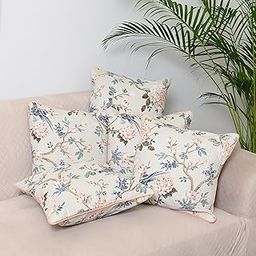 Jaipur Weaves Cushion Cover 16 inch x 16 inch - Pure Cotton, Decorative Soft Floral Cushions for Sofa/Bed/Chair, Gift for Home Decor (5, Garden Cream)-7