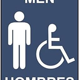 Weatherproof Plastic Vertical ADA Men - Hombres Accessible Restroom Sign with English & Spanish Text and Symbol-image-95