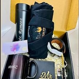 Personalized Men’s Gift Hamper | Customized Temperature Display Bottle, Shirt, Coffee Mug, Leather Wallet, Keychain, Pen, Belt, Wishing Card, Combo Set-image-57