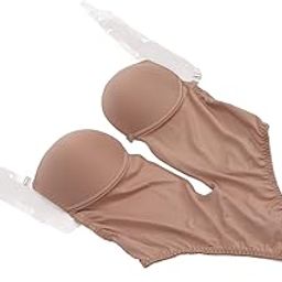 Backless One Piece Underwear, Push Up Breast Clear Straps Lady Bodysuit Skin Friendly Stretchy Breathable Versatile for Honeymoon (Dark Brown)-image-35