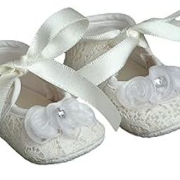 Girls White Fabric Floral Applique Booties-image-17