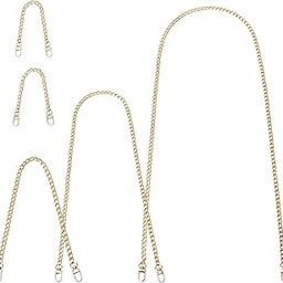 Urban Creation 5Pcs Replacement Flat Chains Iron Bag Chains Handbag Chain Straps Purse Chain Bag Link Chains With Metal Slide Hook Buckles For Diy Handbags Crafts,4 Sizes-image-1