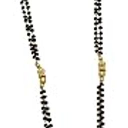 Women's Traditional Brass with Antique Desing Pendant Long Black Beaded Mangalsutra with single chain_B1_119-image-24