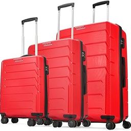 Polypropylene Chroma Set of 3 Hard Spinner Luggage (55+65+75Cm) Robust Construction with Strong Wheels,Rust-Free Trolley, Secured Zip and Combination Lock|Red, Small, Medium, Large-image-57