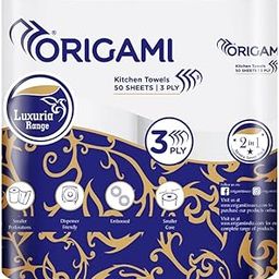Origami 3 Ply Kitchen Tissue Paper Roll - 2 in 1 (50 Pulls Per Roll, 100 Sheets)-17