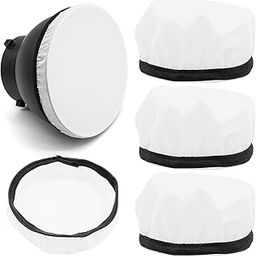 Excefore Diffuser Lamp Sock Soft Diffuser Lamp Cover, 4Pcs White Lampshade Reflector Lamp Sock,7 Inches/ 18 cm Standard Cloth Diffuser Light Sock for Strobe Flash LED Video Light-15