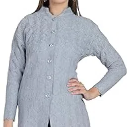lady willington Women's Wool Round Neck Cardigan (FRONTLONGKADAIBAND_Grey_S)-picture-29