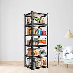 JD FRESH Adjustable 6 Tier Metal Shelf for Storage/Boltless Rack/Display Racks and Shelves/Garage Shelves/Organizer for Home(72 x 18 x 18 Inch/Black)-image-7
