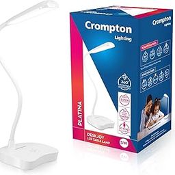 Crompton DeskJoy 5w Rechargeable LED Table Lamp |3 Step Dimming |Adjustable Desk Lamp for Study | Li-Ion Battery, ABS, White (Pack of 1)-13