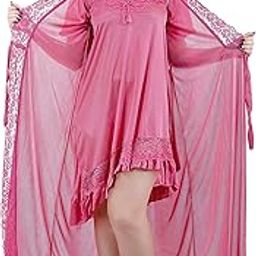 Women's Satin Solid Maxi Length Nighty with Robe (Size - Free Size) (Nightwear Set Pack of 2)-image-39