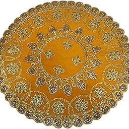 Reliable Velvet Puja Altar Cloth - Diameter - 16 Inch, Yellow-image-26