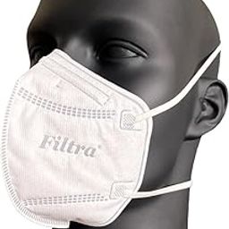 Filtra® N95 Mask with Head Bands | FFP2 Mask with Head Bands | BIS Certified | 5 Layer N95 Mask | Thick & Soft Head Straps | High Filtration | Improved & Enhanced Courier Packing (Box of 25 Masks)-25