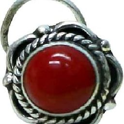 92.5 Sterling Silver Stylish Tribal Boho Precious Stone Nose Pin with wire for Women and Girls.Gift for Bhabhi Mother Wife Sister Birthday Anniversary-image-7