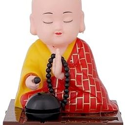 Oblivion Solar Powered Moving Head and Hand Buddha | Buddha Statue for Gifting | Buddha for Home Decor and Car Dashboard | Decor Your Living Room, Car, Office Red (1 Pc/Medium)-image-8