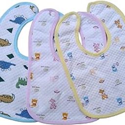 WATERFOWL Multicolored Cotton Baby Bibs/Baby Apron with Titch Button | Soft Cotton Washable for Babies Age 0 Month to 2 Years (Pack OF 3)-18