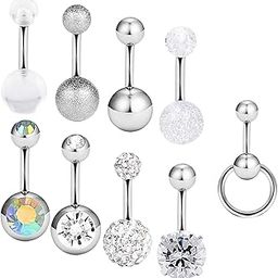 LICHTS®9Pieces Belly Ring Dangle Diamond Jewelry Piercing Inlaid for Women Girls Steal|Jewelry & Watches | Fashion Jewelry | Body Jewelry | Body Piercing Jewelry-image-24