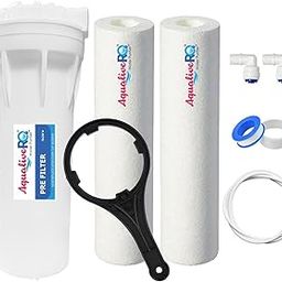 Aqualive RO Water Purifier | Pre Filter for Water Purifier for All RO Water Purifier, External Prefilter kit with 2 Spun Candles, 1/4" Pipe, Spanner, Teflon Tape, 1/4 Elbows (Pre- Filter Kit, White)-image-0