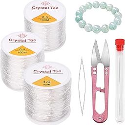 3 Rolls Elastic Bracelet String Cord for Bracelet Making, 0.6mm, 0.8mm, 1mm Elastic String for Bracelets Crystal Clear Stretchy Bracelet String Kits for Jewelry Making and Clay Pony Seed Beads Beading-image-89