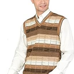 Men Woolen Printed V-Neck Design Sleeveless Pullover Heavy Rainbow Fabric Winter Wear Pure Wool Cardigan Regular Coaty Fully Warm Heavy Pullover Cardigans Free Sizes-image-84