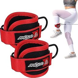 APRODO Neoprene Ankle Cuff Gym Straps, Stainless Steel D Ring, for Men Women [Sold as Pair] Free Size (RED)-image-58