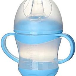 Manan Shopee Baby Infant PP Water/Juice Training Gravity Soft Spout Sipper Cup with Handles, 160ML (Blue)-image-43