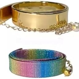 1 Golden Kamarband + 1 Rainbow Kanduro (Hip- Waist Belt) for Girls & Women (Combo)-image-6