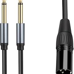 fdealz® [ 1 Piece ] XLR Male to 2 x 6.35MM Mono Male Cable (1.5 Meter), XLR Male to Dual 1/4" TS Mono Y Splitter Microphone Cable, XLR Male to Dual 6.35mm TS Y Adapter Cable-picture-12
