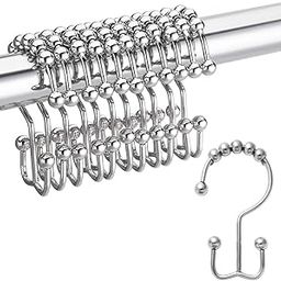 12Pcs Shower Curtain Rings Metal Shower Curtain Hooks, Shower Curtain Rings Rust Proof Stainless Steel Shower Rings for Curtain,Shower Hooks for Shower Curtain Bathroom Curtain Hooks Hangers. (12)-image-43