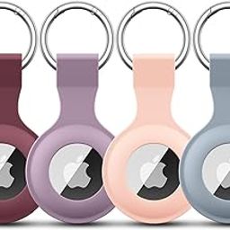Tobfit 4 Pack Airtag Case Holder for Apple Air Tag, Case with Anti-Lost Keychain, Silicone Protective Cover for Kids' Backpacks, Dog Collars, Luggage, Multi-Color Protective Air Tag Accessories-8