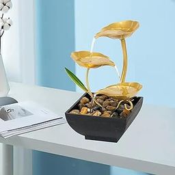 Suicune Indoor Tabletop Fountain Exquisite Meditation Desk Water Fountain Decorative Zen Fountain,3-Tier Lotus Desk Fountain,Home/Office Decor Housewarming Gift for Mom-image-16