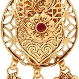 Gold Plated Traditional Leaf Motif Design Saree Pin For Women (SM106)-image-92