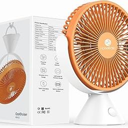 HOMEBASIC Rechargeable Mini Desk Fan, 3-Speed 2400 RPM Brushless Motor, 4000mAh Battery, USB Type-C, Quiet 360° Rotation, Portable Table & Hanging Fan for Home, Office, Camping-image-61