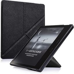 GUDMART® Origami Case for Kindle Oasis (10th Generation, 2019 Release and 9th Generation, 2017 Release) - Slim Cross Stripe Fold Stand Cover with Auto Wake/Sleep | Color- Black-image-25
