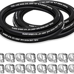 HOUSUN Fuel Line 3/8 1/2 Inch ID, Fuel Hose 10FT 300PSI High-Pressure with 20 Clamps., J30R7 Fuel Line Hose NBR.-image-29