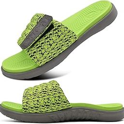 Mens Slide Sandals Open Toe Athletic Adjustable Straps Orthotic Plantar Fasciitis Sport Sandals with Soft Cushion Arch Support Footbed Size 7-13-17