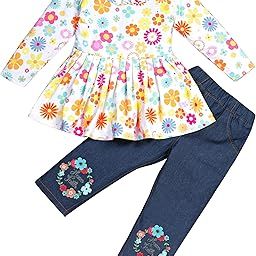 Baby Girls Top Denim Pant kids top bottom set | combo set | for kids baby girls |Dress type top and leggings type pant set |Polycotton |child clothing set-image-28