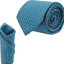 calixto Men'S Turquoise Color With Geometric Square Ties, Micropoly Formal Necktie With Pocket Square, Silky Feel (Pack Of 2).-picture-26