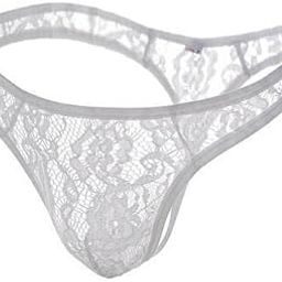 bnf Mens See Through Flower Lace Underwear Briefs | T-Back G-String Thong Bikini Briefs for Men | Comfortable Transparent Design | White XXL Size Pack of 3-picture-27