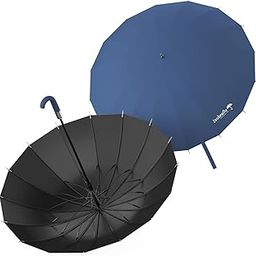Big Umbrella for Men, 50 Inch Umbrella Big Size with Black Coating - UV Protection, 16+8 Ribs Storm-Proof Lotus Frame Long umbrella for 4 Peoples, Suitable for Rainy Days and Sun Protection-52