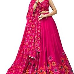 Woman's perfectly Navratri Collection Tussar Silk Lehenga Choli Flower Print with Foil Work-picture-30