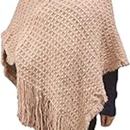 Kids Woolen V-Neck Solid Plain Fur Ponchu (Sc 21_PINK_free Size)-image-24
