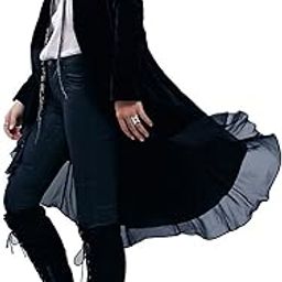 Women Ruffled Asymmetric Long Velvet Blazers Coat Casual Jackets-image-43