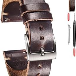 hemsut h Leather Watch Bands for Men, Horween Quick Release Leather Watch Strap Vintage Watch Replacement Wrap of 18mm, 20mm, 22mm-image-84
