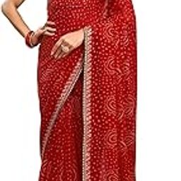 Women's Georgette Bandhani Printed Saree with Unstitched Blouse Piece-image-13