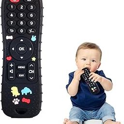 FunBlast Teether for Babies - Silicone Remote Teether for 3+ Month Baby & Toddlers, Teething Toys for Babies and Toddlers, Helps Biting Skills Development, Activity Toys for Babies (Black)-image-0
