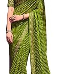 Women's Georgette Bandhani Printed Saree With Unstitched Blouse Piece-picture-6