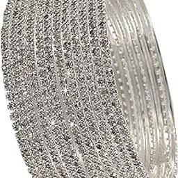Non-Precious Metal with Base Metal and Zircon Gemstone Studded Premium and Traditional Glossy Finished Sleek Bangle set for Women and Girls-18