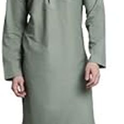 Solid Cotton Men's Long Kurta_Olive-image-52